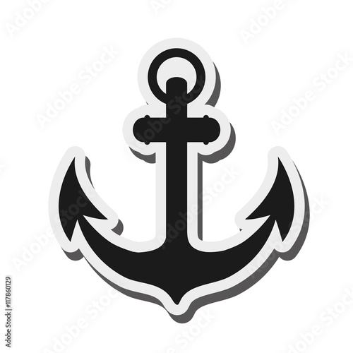 flat design classic anchor icon vector illustration