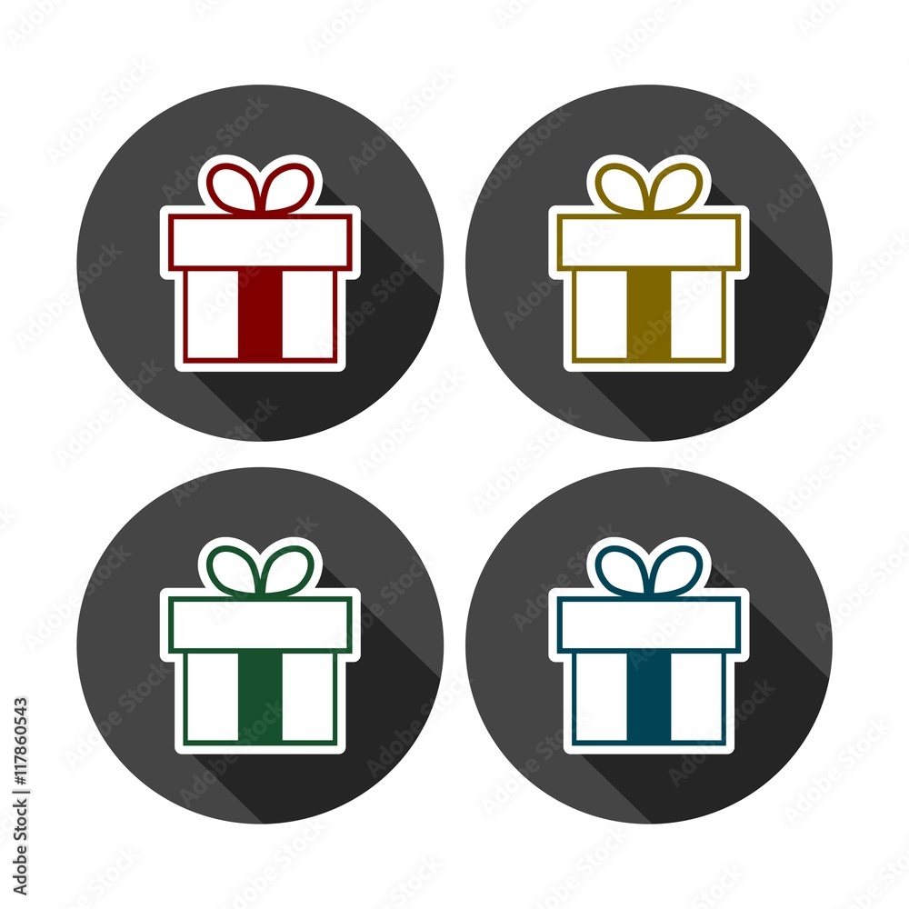 Set of colorful icons of gift boxes Set of colorful icons of gift boxes
