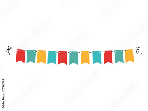 pennants decoration party isolated icon flat design