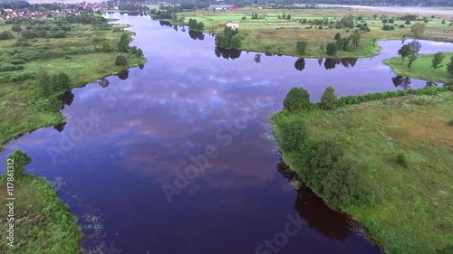 River at morning Birds eye view photo