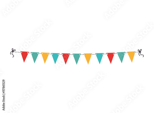 pennants decoration party isolated icon flat design