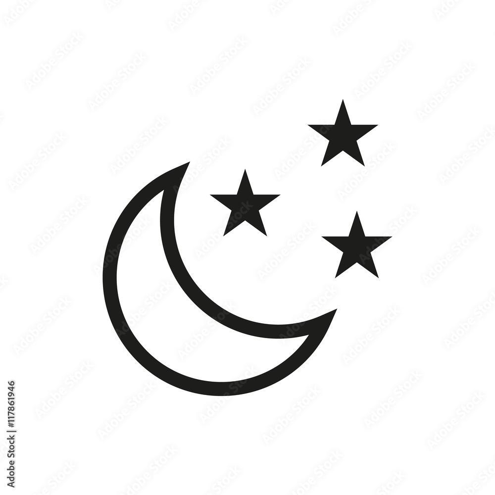 moon and stars icon on white background moon and stars icon on white background