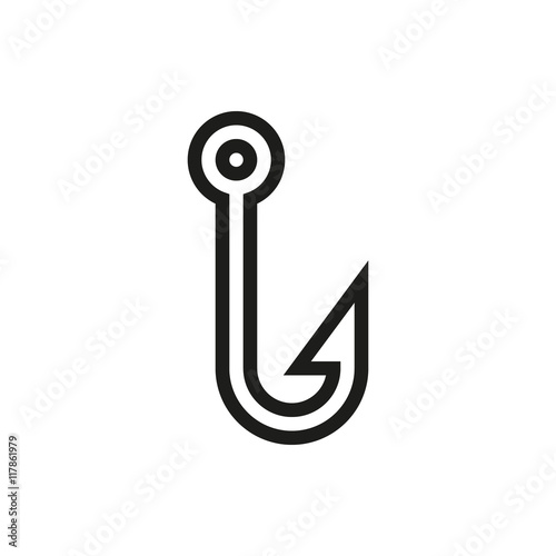 Barbed fish hook illustration on white background