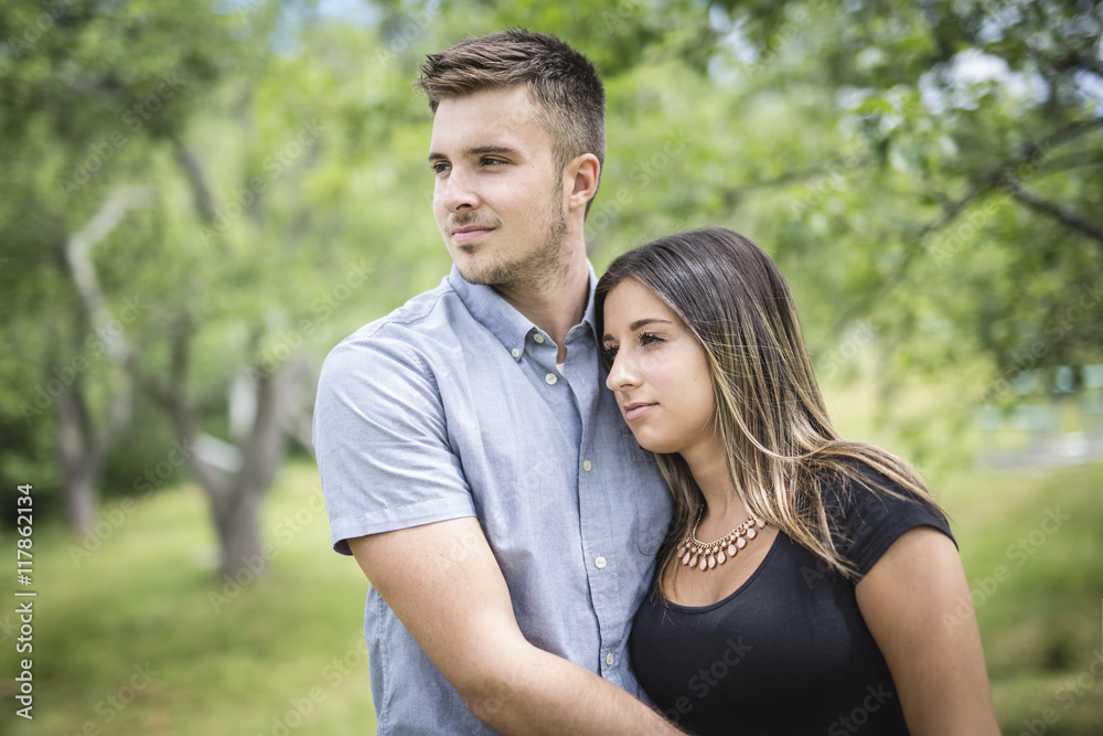 Happy loving young couple at the park Happy loving young couple at the park