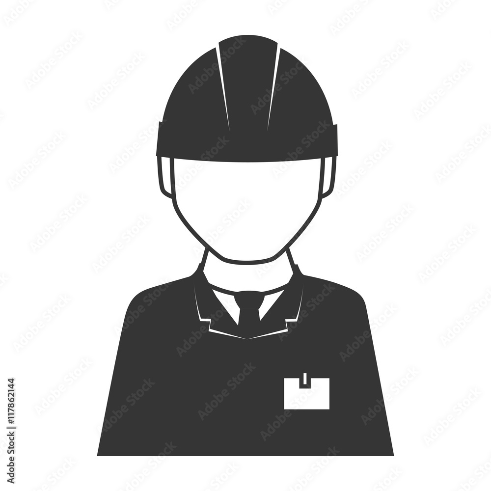 enginner architect construction helmet man suit vector graphic isolated and flat illustration