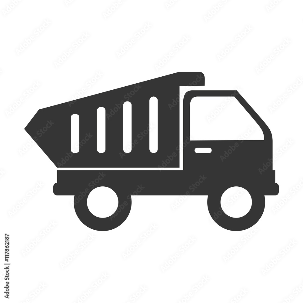 dump truck construction equipped materials industry build vector graphic isolated and flat illustration