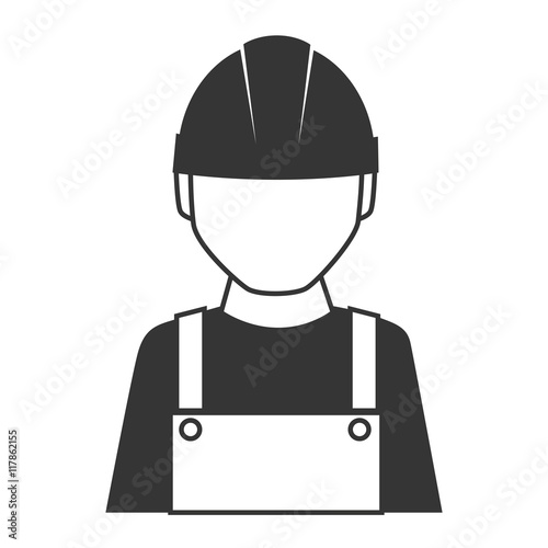 builder construction worker helmet man coverall vector graphic isolated and flat illustration