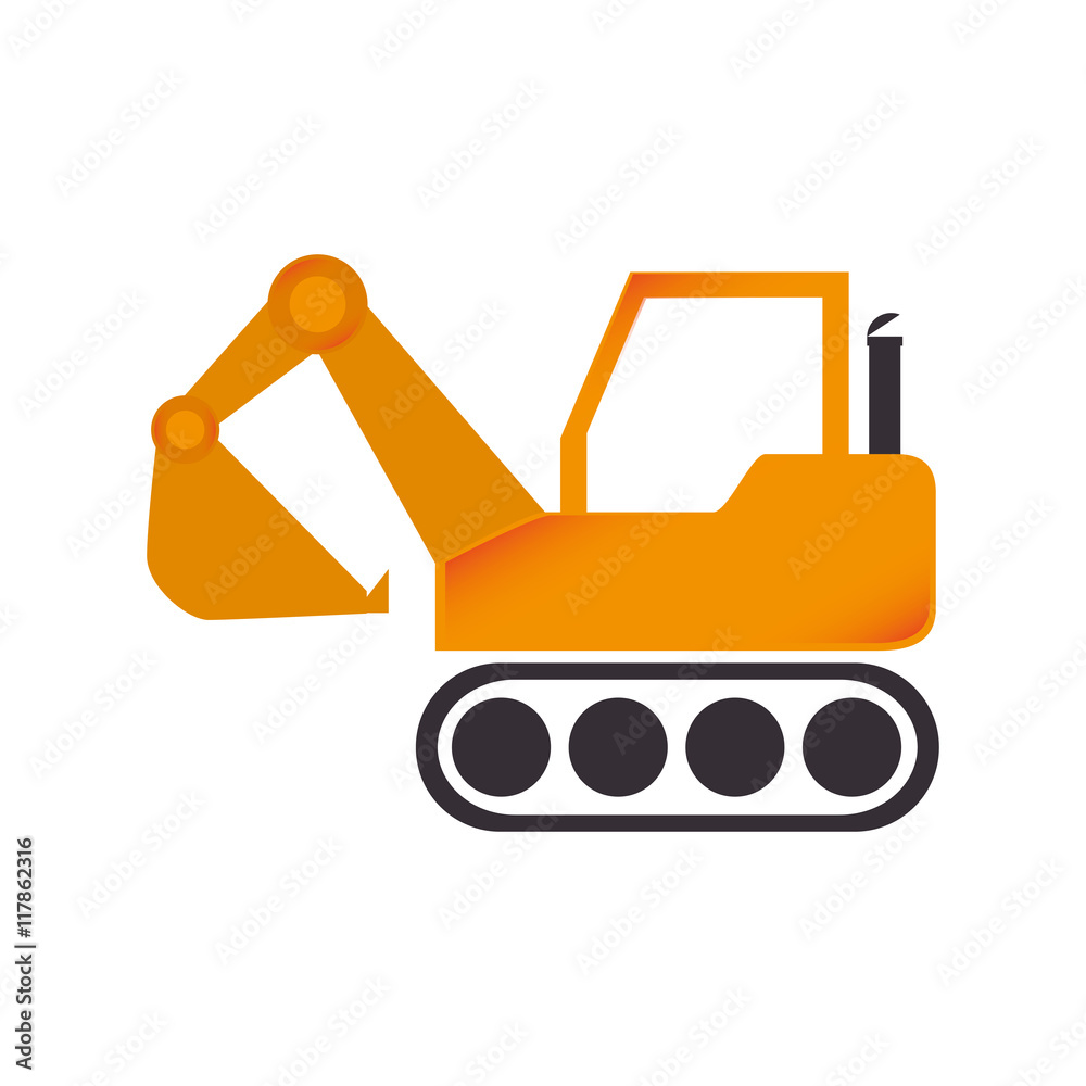 Naklejka premium excavator construction machinery build industry truck vector graphic isolated and flat illustration