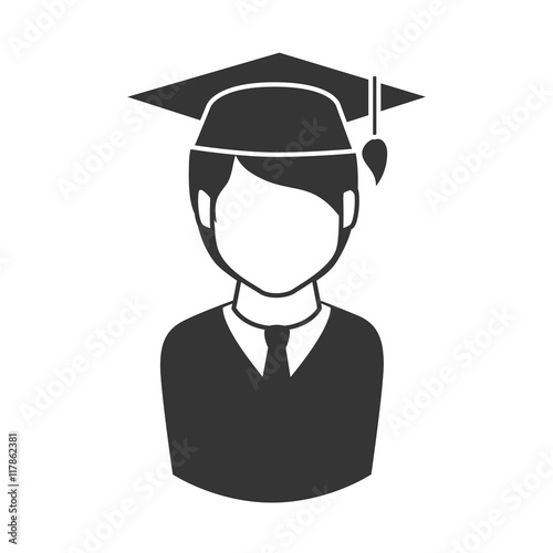 graduate man graduation education university gown vector graphic isolated and flat illustration
