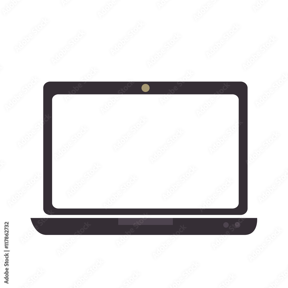 laptop screen technology computer gadget device portable vector graphic isolated and flat illustration