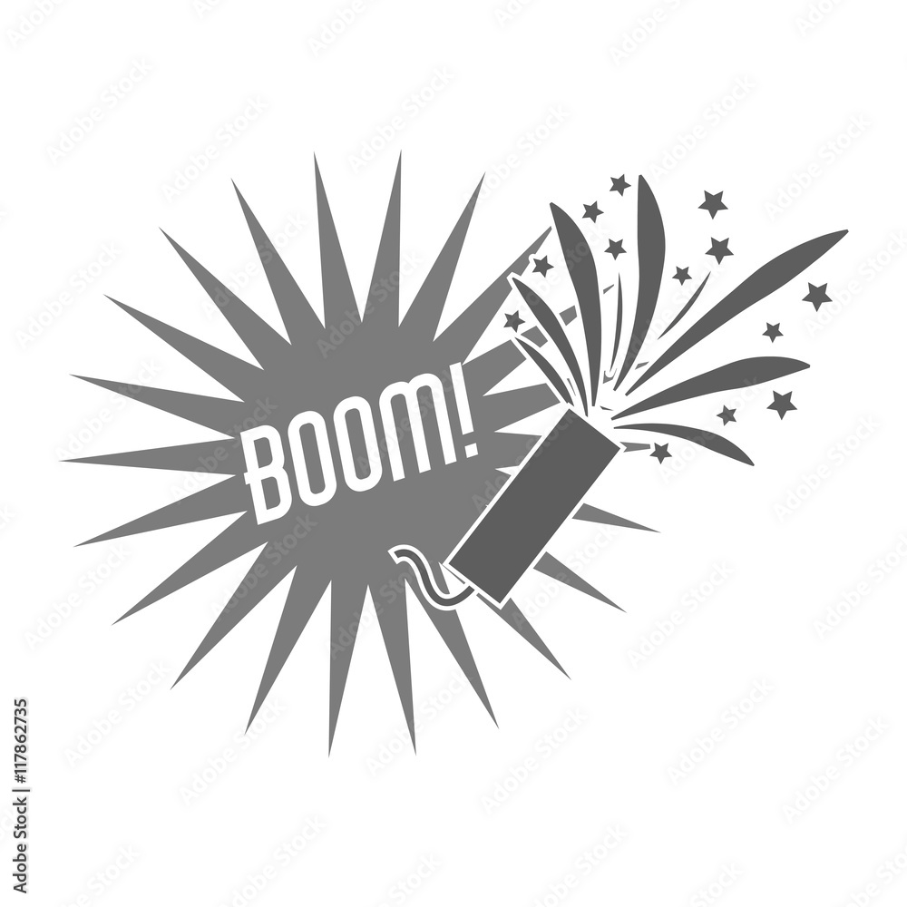 firework boom bubble celebration explosion icon. Isolated and silhouette illustration. Black and White colored. Vector graphic