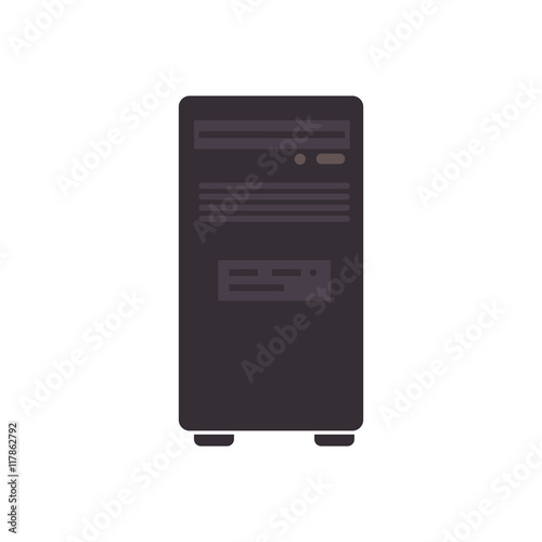 cpu tower box computer case pc technology electronic vector graphic isolated and flat illustration
