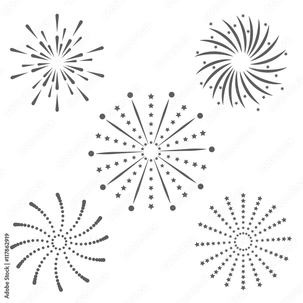 firework celebration explosion icon. Isolated and silhouette illustration. Black and White colored. Vector graphic