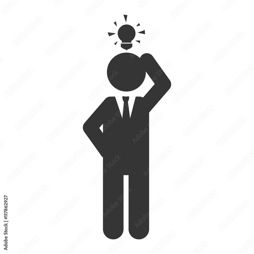 man idea bulb head business suit silhouette executive person tie vector  graphic isolated and flat illustration Stock Vector | Adobe Stock