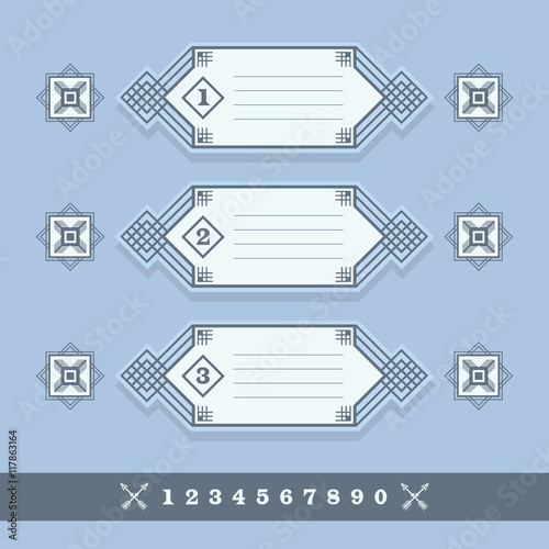 Modern numerical line banners icons set on blue background