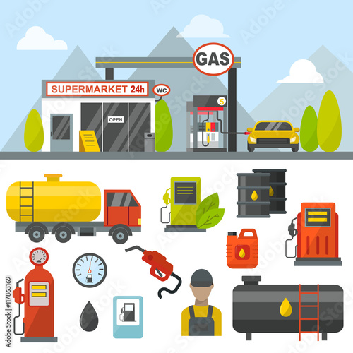 Oil tank in cargo service terminal. Piping factory power system fuel storage gas oil station steel chemical pump sign. Petroleum technology refinery factory gas oil station business transportation.