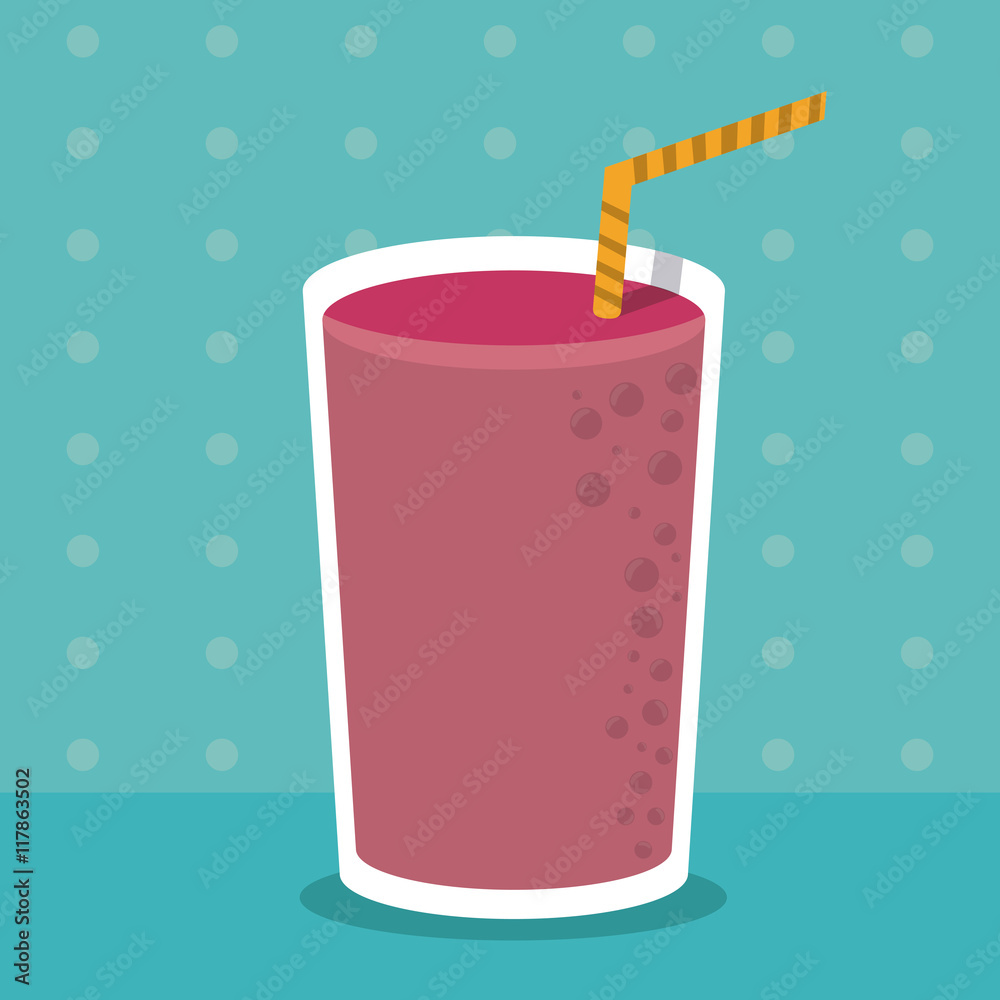 Obraz premium smoothie purple juice glass drink healthy icon. Colorfull and flat illustration. Vector graphic