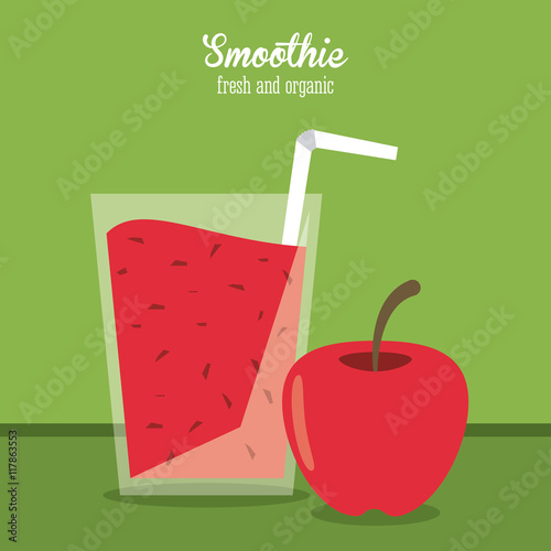 smoothie apple red juice glass drink healthy icon. Colorfull and flat illustration. Vector graphic