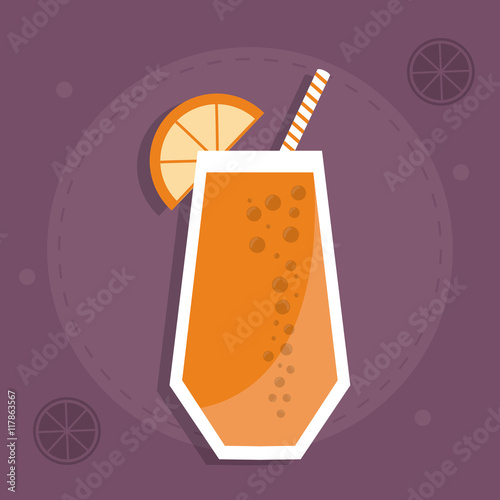 smoothie orange juice glass drink healthy icon. Colorfull and flat illustration. Vector graphic