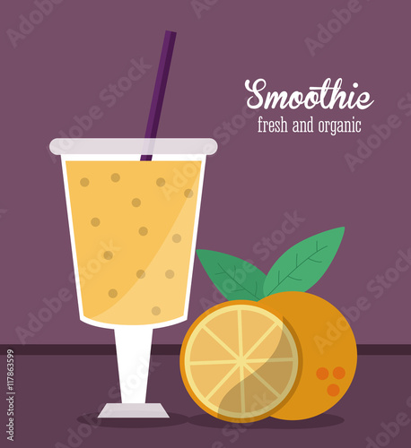 smoothie orange juice glass drink healthy icon. Colorfull and flat illustration. Vector graphic