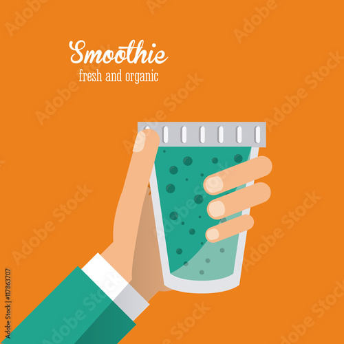 smoothie hand juice glass drink healthy icon. Colorfull and flat illustration. Vector graphic