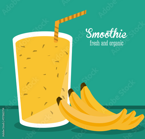 smoothie banana juice glass drink healthy icon. Colorfull and flat illustration. Vector graphic