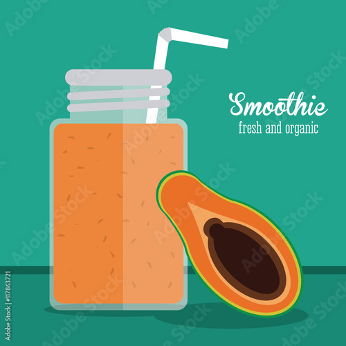 smoothie papaya juice glass drink healthy icon. Colorfull and flat illustration. Vector graphic