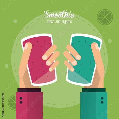 smoothie hand juice glass drink healthy icon. Colorfull and flat illustration. Vector graphic