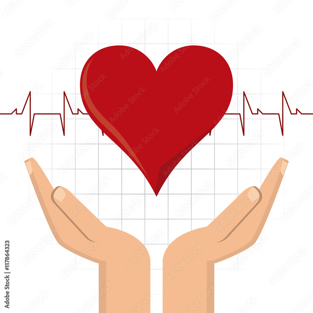 arm heart hand blood donation icon. Colorfull and flat illustration. Vector graphic - obrazy, fototapety, plakaty 