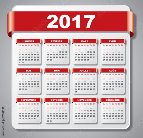 Calendrier 2017 rouge