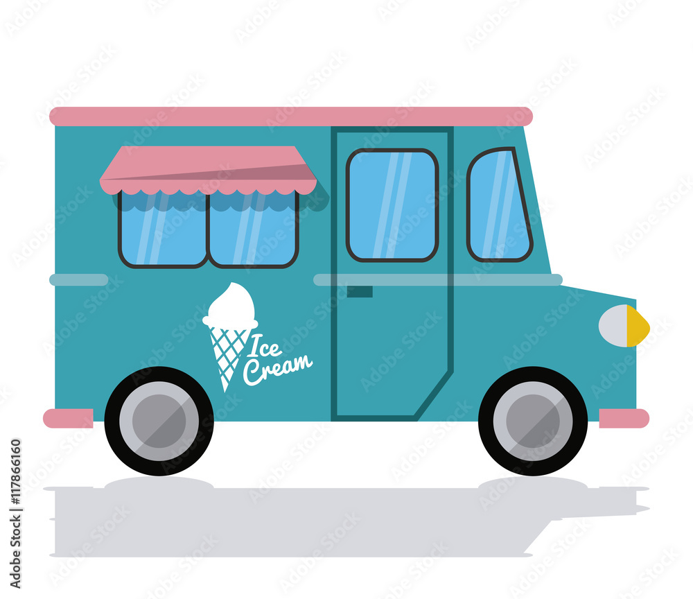 ice cream truck fast food delivery transportation creative icon. Colorfull illustration. Vector graphic