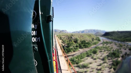 train passing through copper canyon mexico photo