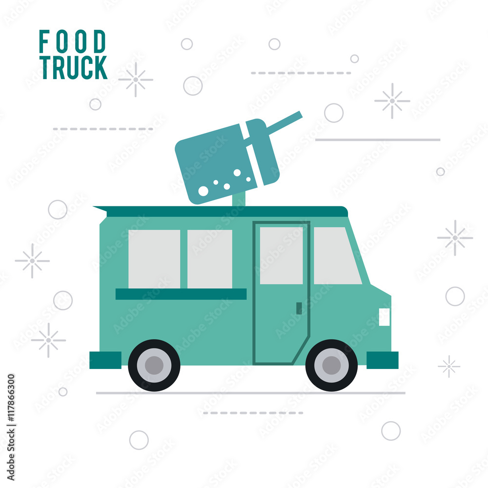 Obraz premium ice cream truck fast food delivery transportation creative icon. Colorfull illustration. Vector graphic