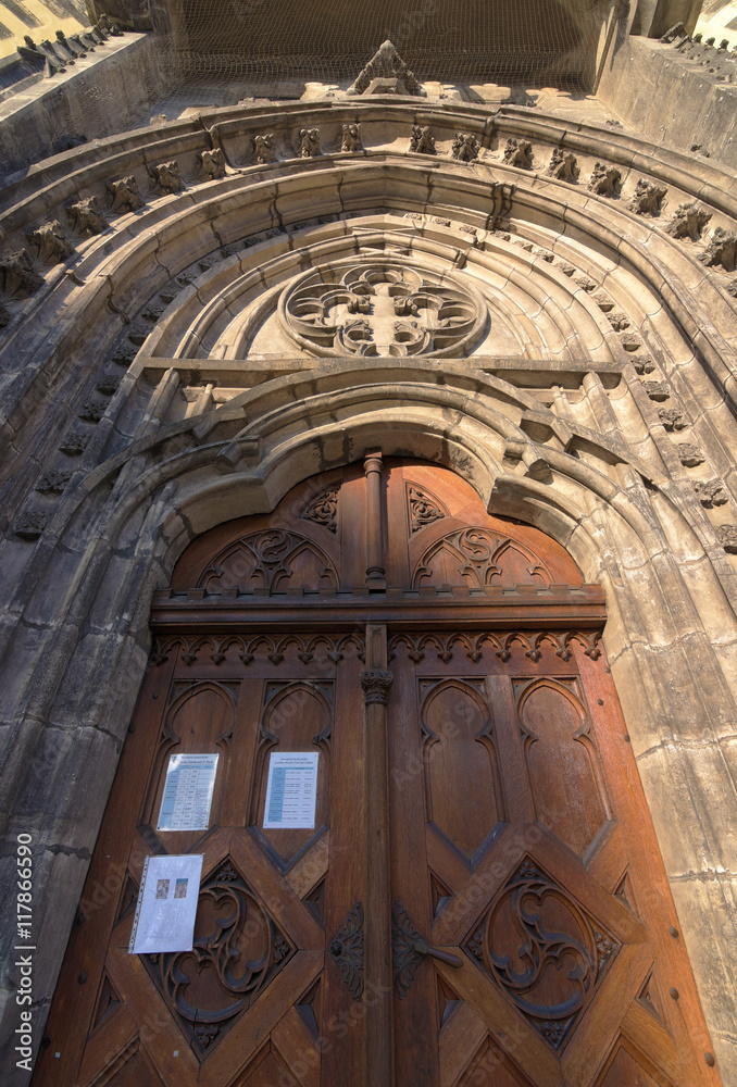 Door to church in Usti nad Labem