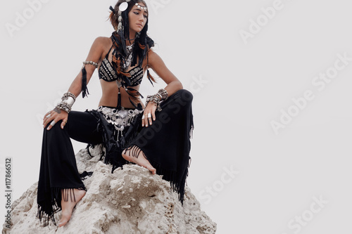 beautiful tribal woman outdoors