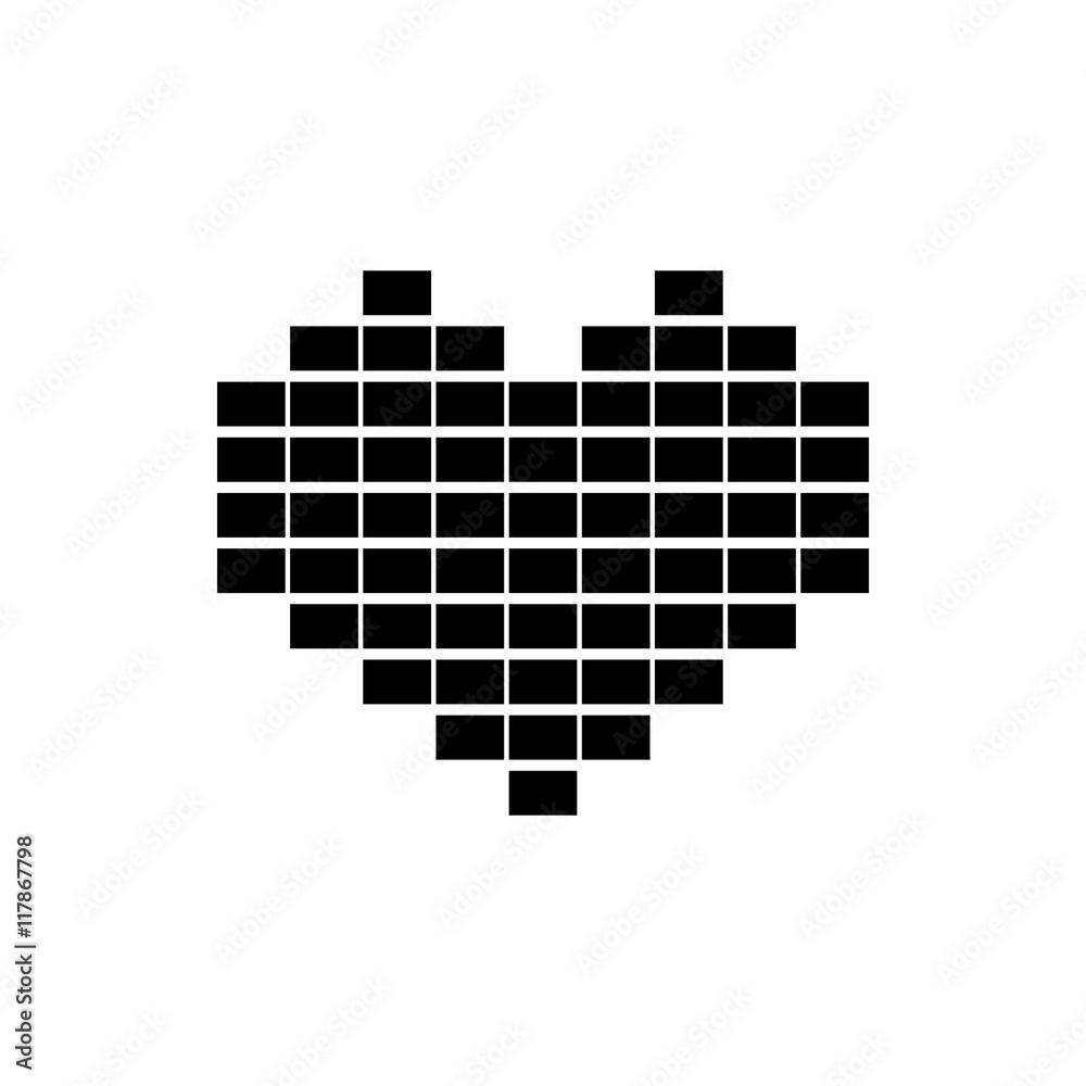 Fototapeta premium Monochrome heart pixel icon