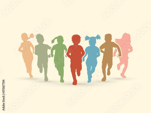 Children running, Designed using colorful graphic vector.