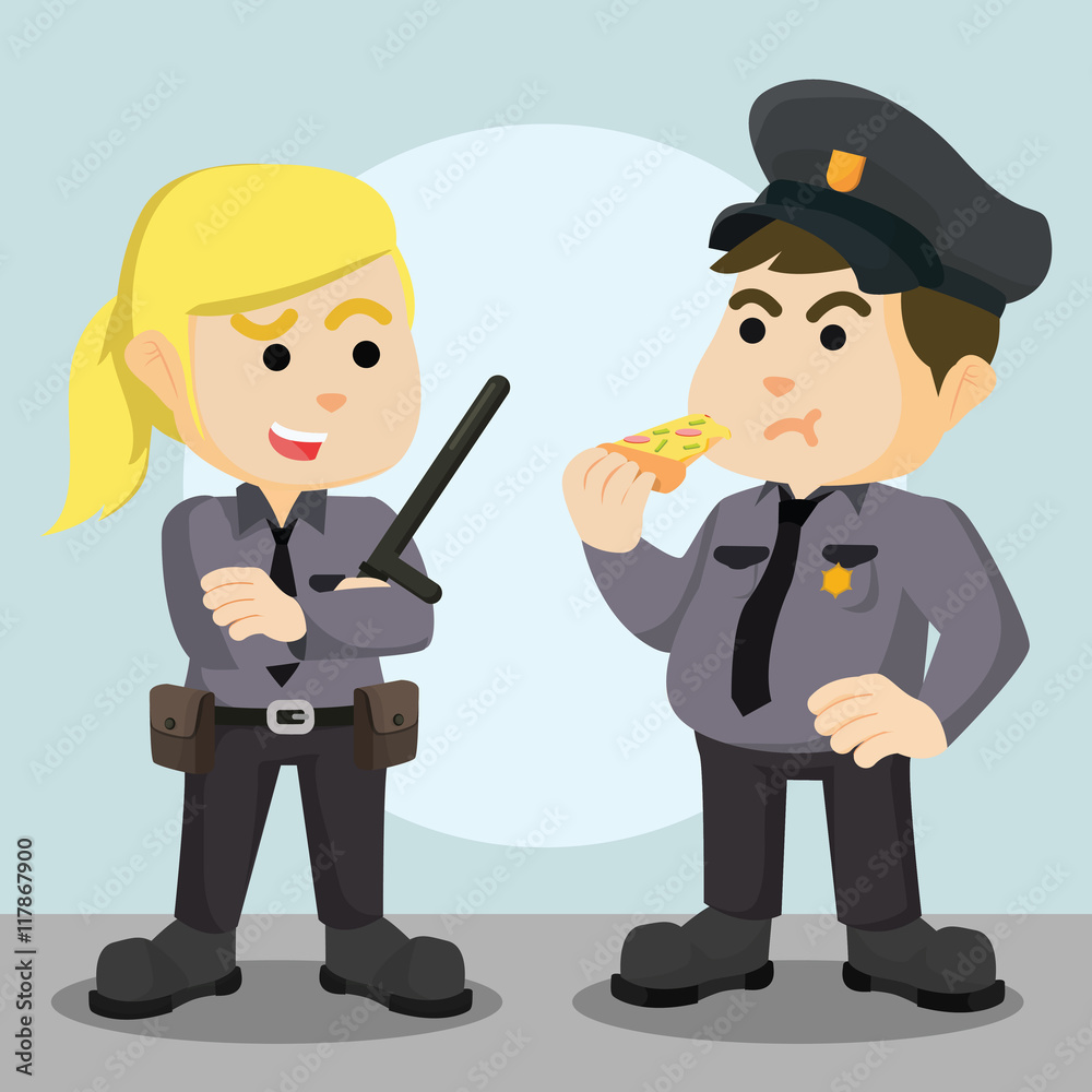 fat police officer with woman police officer Stock Vector | Adobe Stock