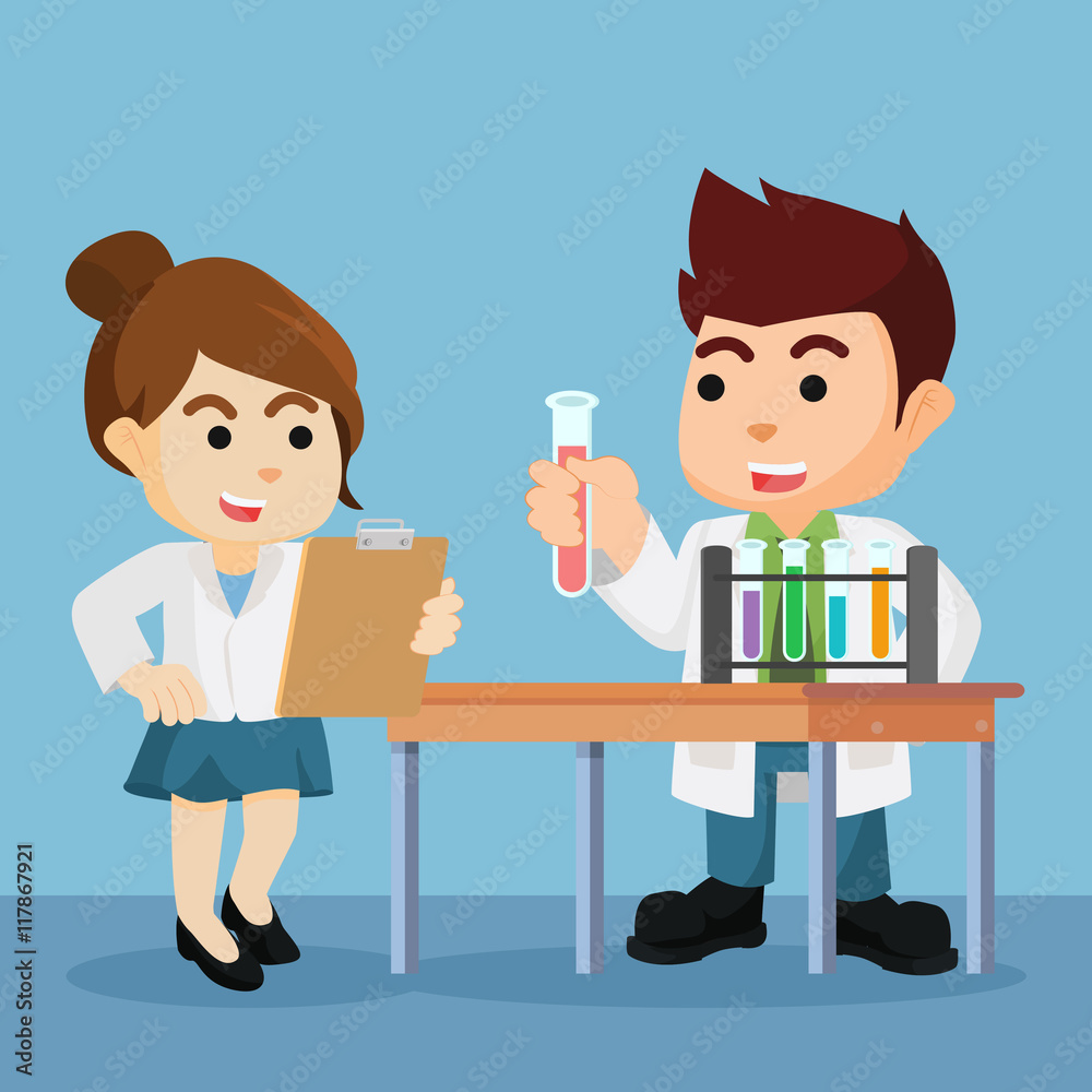 scientists doing experiment illustration design