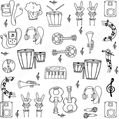 Doodle of music tools stock collection