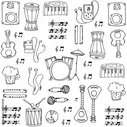 Doodle of element music theme stock