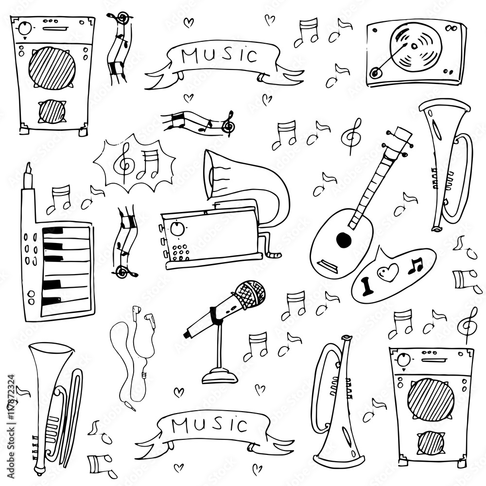 Doodle of music pack stock collection Doodle of music pack stock collection