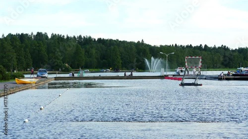 Time-lapse of a sunset at a harbour in Aurlahti, Lohjanjärvi, at Lohja, Uusimaa, Finland photo