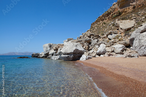 Red sand beach, Rhodes island, Greece