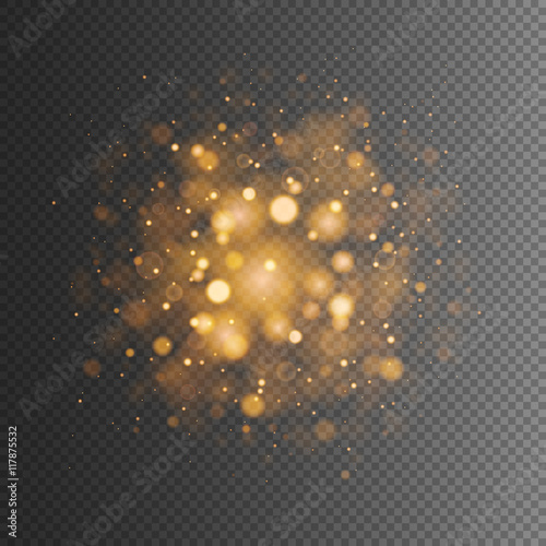 Golden lights. Abstract bokeh background.