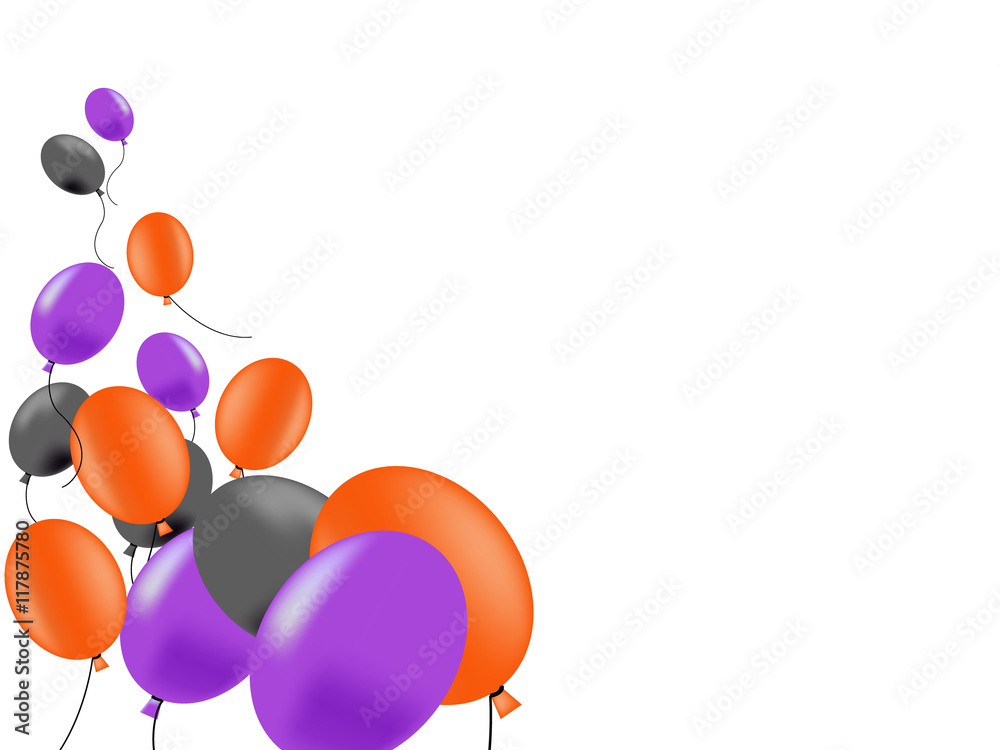 風船 バルーン ハロウィン ハロウィーン 黒 紫 オレンジ スペース 横長 余白 白バック Stock イラスト Adobe Stock