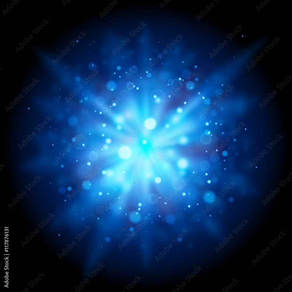 Obraz premium Abstract background. Burst of blue light rays.