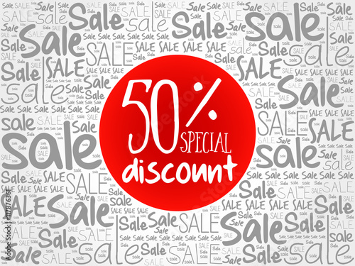 50  Special Discount sale words cloud  business concept background