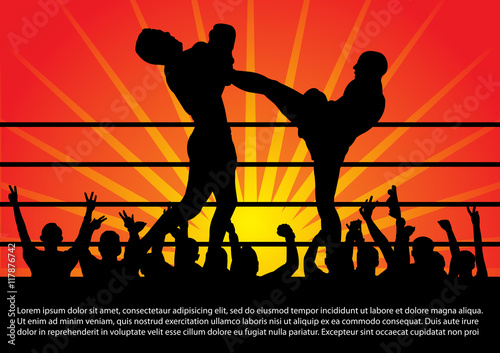 thai boxing background vector illustration