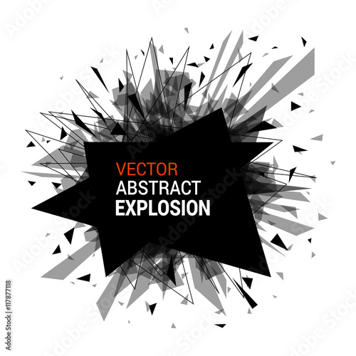 Abstract black explosion isolated on white background.
